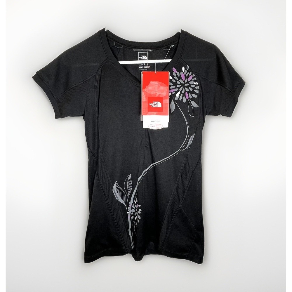 NWT THE NORTH FACE Cycling Jersey Womens Sz Small Black Floral $60 1/4 Zip NEW